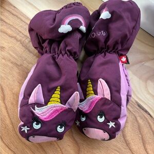 Claire's Purple Unicorn Mittens with Pink Accents